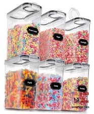 Large Dry Food Storage Containers with Lids, 6PCS Airtight Cereal Pack of 6