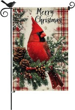 Winter Christmas Cardinal Bird Garden Flag 12X18 Vertical Double Sided Winter Ho