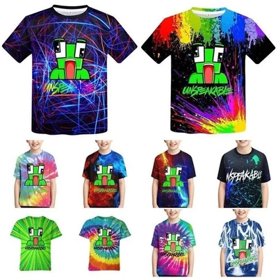 UNBRANDED（无品牌） 🎁Kids Boys 3D Unspeakable Short Sleeve T-Shirt Youtuber Pullover Tee Xmas Gift