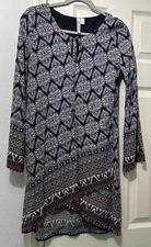 Francesca's Alya Womens Navy Blue Tulip Hem Alya Midi Shift Dress Size Small