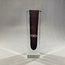 Vaso veneziano sfaccettato G (Gino) Forte Vetri Molati Murano Venezia 8" con etichetta