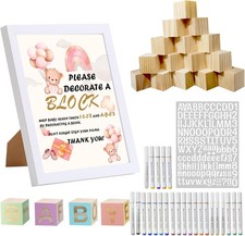 70pcs Wooden Baby Blocks for Shower Game Kit DIY Decorate a colorful