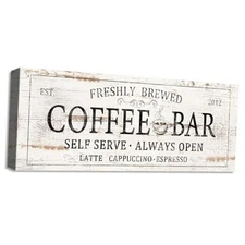 Rustic Farmhouse Coffee Bar Sign - Vintage 'Always Open' AI23-07-coffee bar
