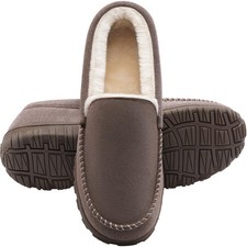 shoeslocker Men Slippers Indoor Outdoor Anti-Slip Slippers for Men Warm Plush...