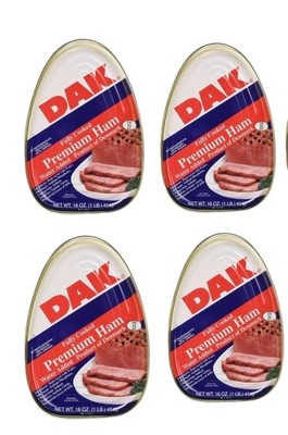 4 Packs 16oz DAK Premium Ham Fully Cooked water added Ready to eat Picnic Food 