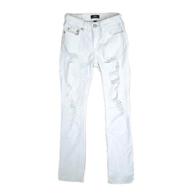 True Religion Jeans Womens 26 Straight Mid White Distressed Billie Big T Stretch