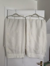 Cream Lined Curtains Pair 154cm x 132cm Each Panel Good Condition
