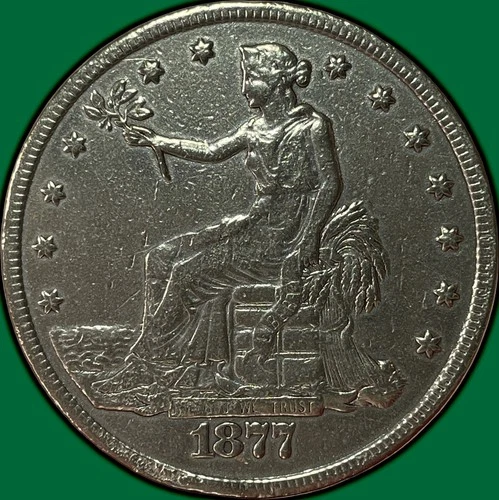 1877-CC Trade Dollar Very Fine VF Coin, Damaged #36589