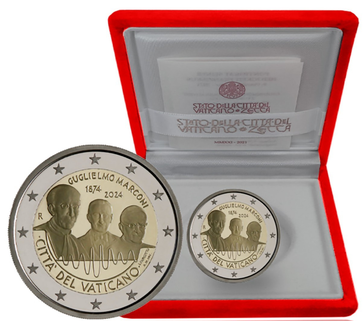2 euro Coin - Monnaie Vatican 2024 BE - PROOF - 150th birth of Guglielmo Marconi