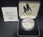 1996 Alaska Mint State Medallion 1 Oz Proof Silver Art Caribou Box & COA