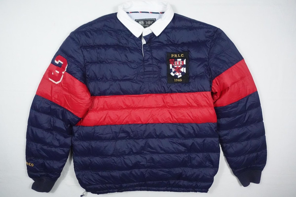 Polo Ralph Lauren Jacket Rugby Puffer Quilted Down Varsity Navy