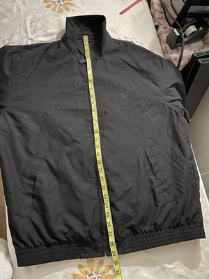 Chaps Men's Black Lined Full Zip Windbreaker Jacket Stand-Up Collar Size L