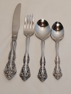 Oneida MICHELANGELO Stainless Place Setting Heirloom CUBE Glossy Flatware Set 4