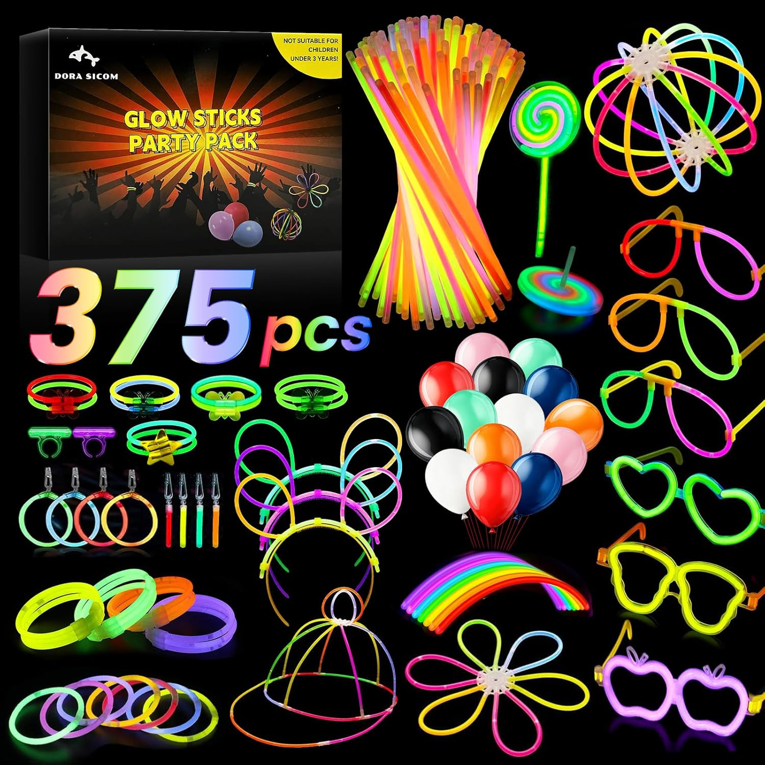Braccialetti Luminosi Fluorescenti Starlight - Kit Festa Fluo 100 pz