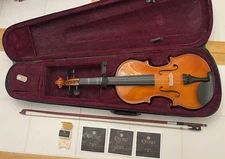 Mendini by Cecilio 12-Inch MA250 Varnish Solid Wood Viola W/Case, Bow, Rosin EUC
