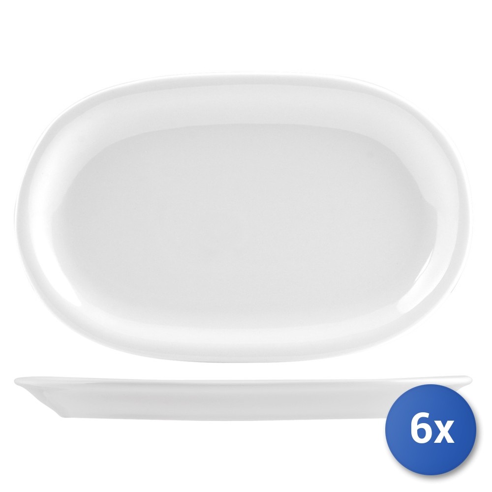 6X Oval White Porcelain Plates 28Cm, Royal Norflok