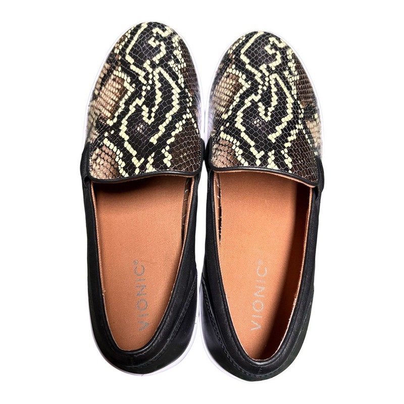 New Vionic Faux Snakeskin Slip On Shoes Size 10 Black