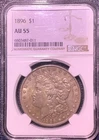 1896 $1 MORGAN SILVER DOLLAR - NGC AU55  (((GOLD LABEL)))