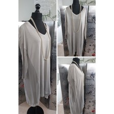 Khaki DRESS Ladies long sleeve shift Womens PLUS size 16 18 20 22 XL Lagenlook