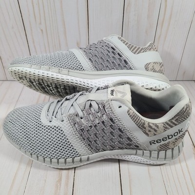 Reebok Run Hazard Running Shoes/Sneakers Women's 8.5 Light Gray Mesh Zebra Print
