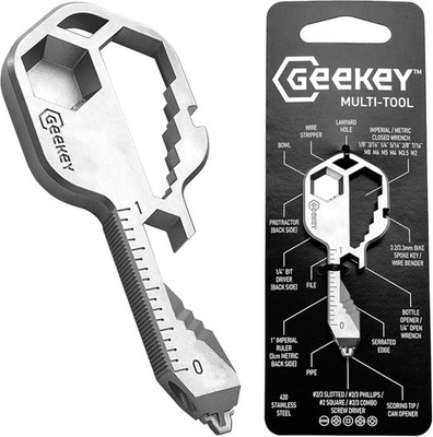 Key Shaped Pocket Multi- Tool Keychain | 420 Stainless Steel | 16+ Functions