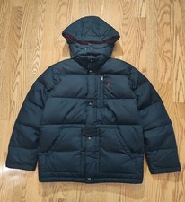Vintage 90s Polo Ralph Lauren Zip Up Puffer Down Jacket Coat Mens Medium Black