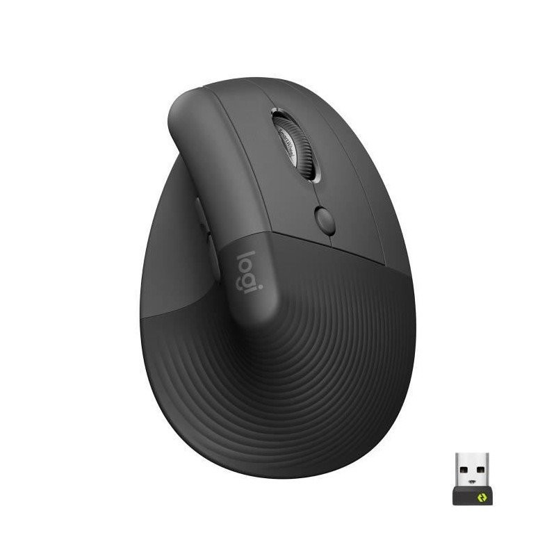 Souris ergonomique Logitech Lift verticale Bluetooth au design soigné et finitions premium gris