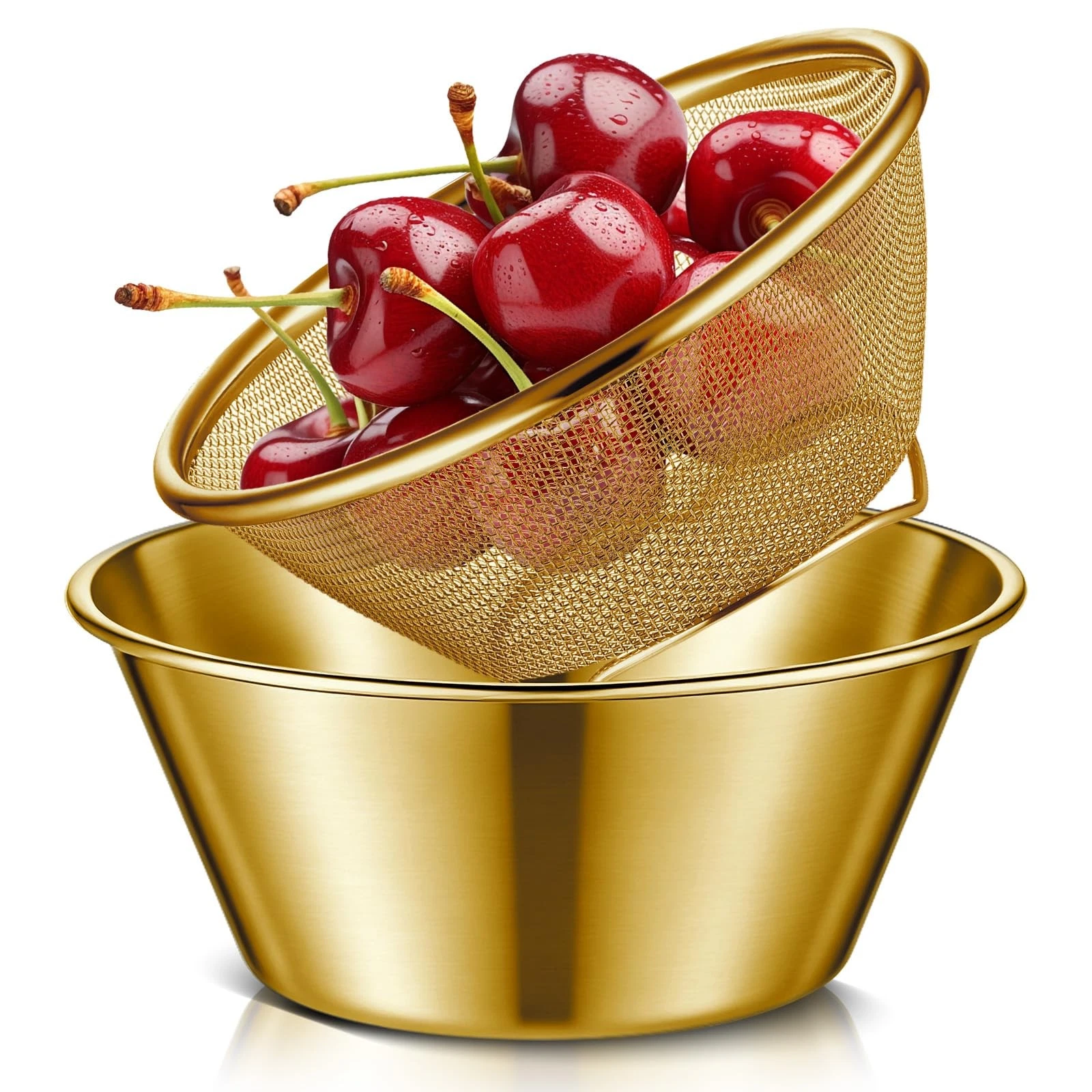 2 Pcs Mini Colander & Food Strainer 304 Stainless Steel Small Mixing Colander...