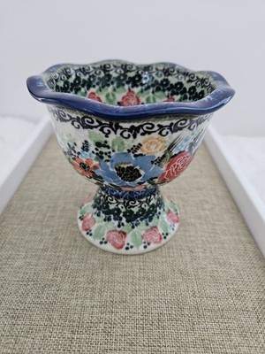 Vintage Unikat Maria Starzyk Dessert Bowl Polish Pottery Numbered