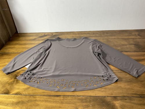Sympli Mushroom Mosaic Cropped Top Cutout Detail Size 10 NWT - Picture 10 of 11