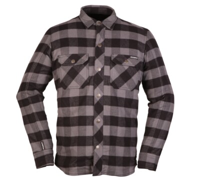 MODEKA Flanellhemd NOONER grau schwarz Motorradjacke CE A Holzfällerhemd Gr. XL