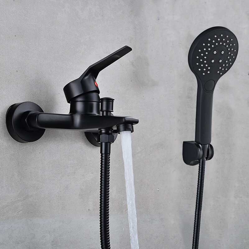 Badewannenarmatur Mit Handbrause & Wasserfallauslauf – Verchromt, Aus Massivem Messing, Doppelhebel-Montage