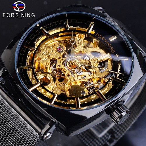 FORSINING Luxury Mens Stainless Steel Hollow Skeleton Automatic Mechanical Watch - Picture 11 of 13