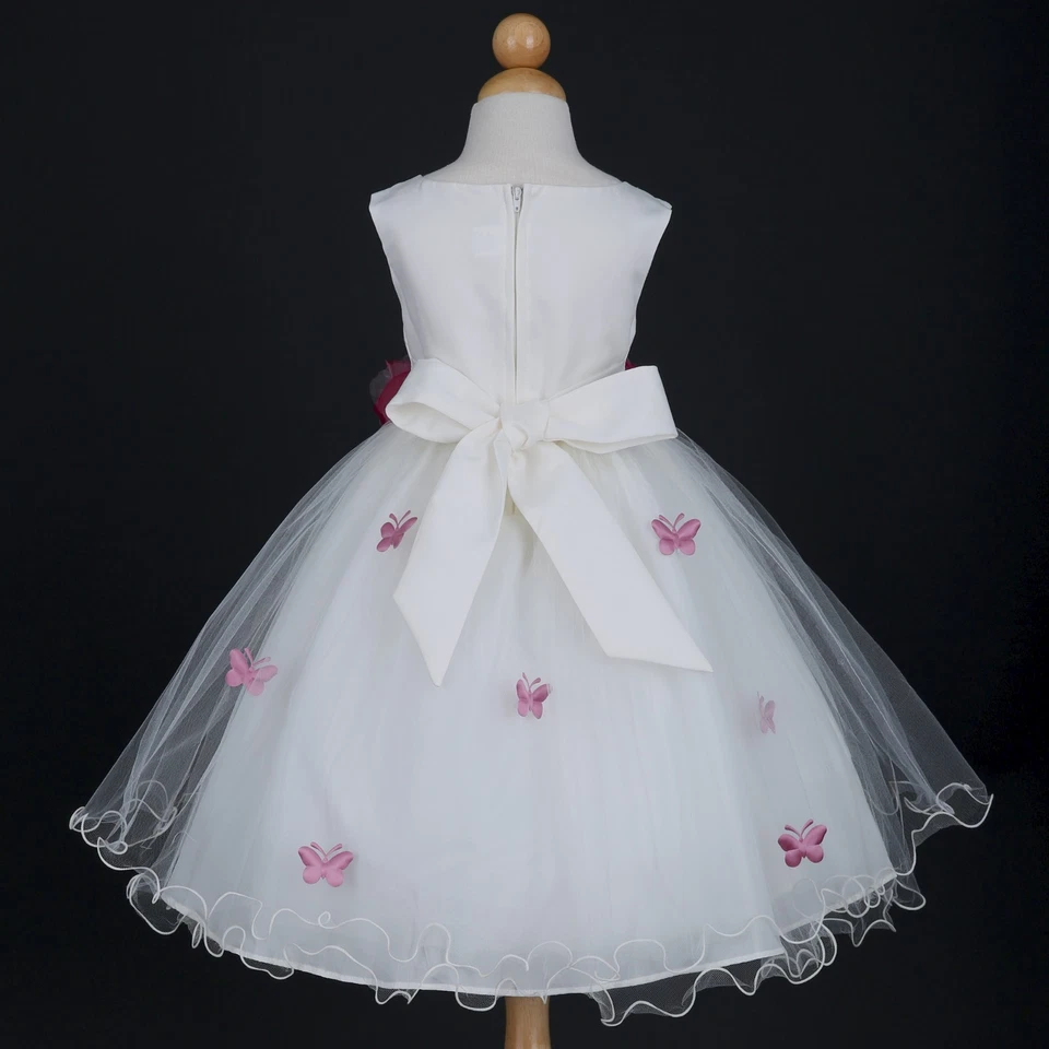 Свадебное платье для девочки из слоновой кости/пыльной розы с лепестками бабочек конкурс цветов продавец из США - Изображение 2 из 2