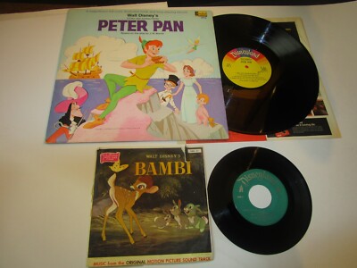 Vintage Walt Disney Peter Pan Vinyl Record And Full Color Picture