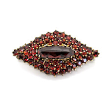 Wunderschöne Granatbrosche Anhänger 835 Silber Böhmen 3 stufig groß Top Farbe