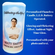 Personalized Flameless LED Photo Candle In Loving Memory Handmade Sympathy Gift