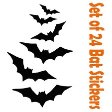 24 Halloween Bat Vinyl Stickers Window Decorations Spooky Party Kids Decals
