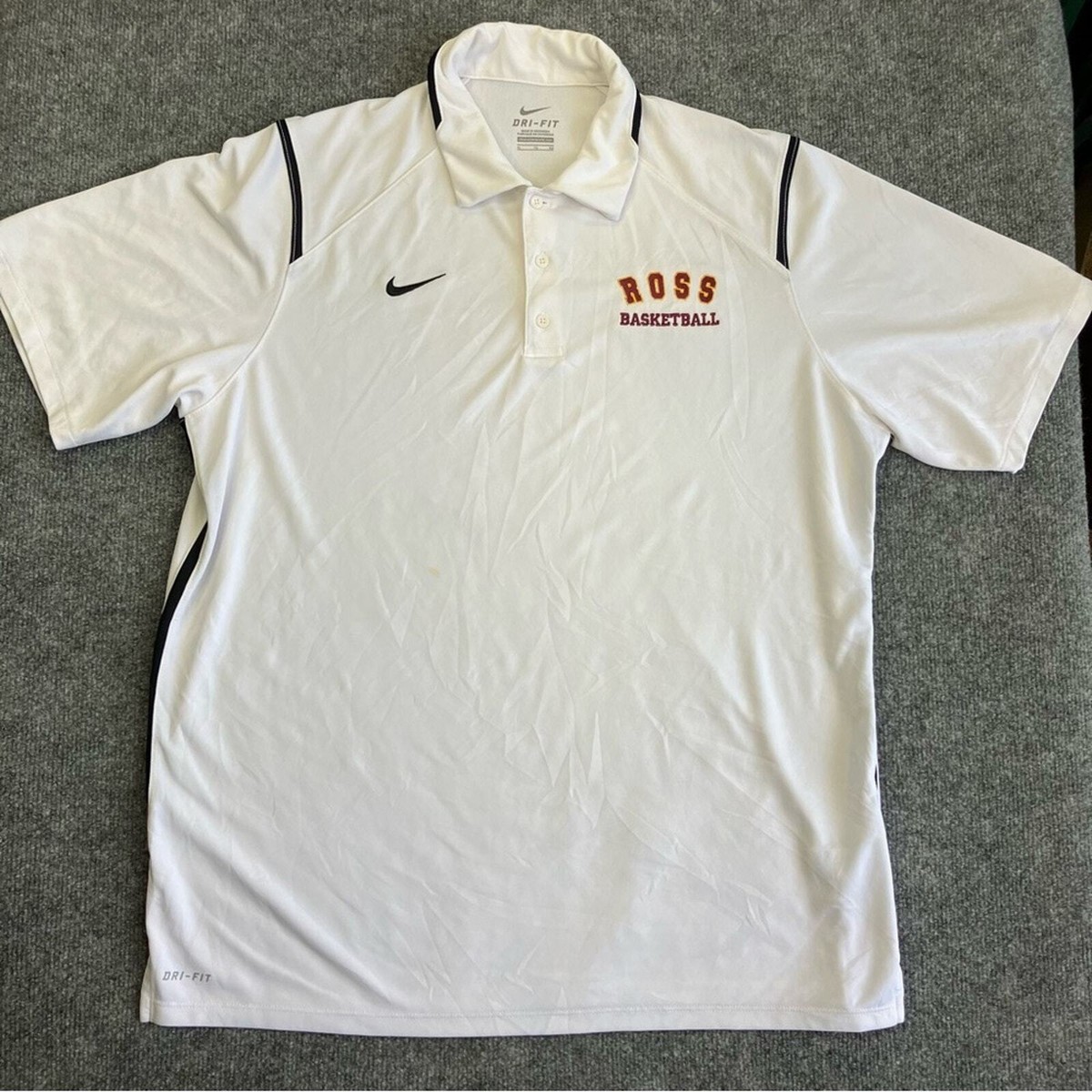 Nike Men's Dry Fit White Polo Shirt Size XL Ross Basketball | eBay