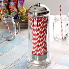 Glass Straw Dispenser | Retro Straw Dispenser Vintage Straw Dispenser