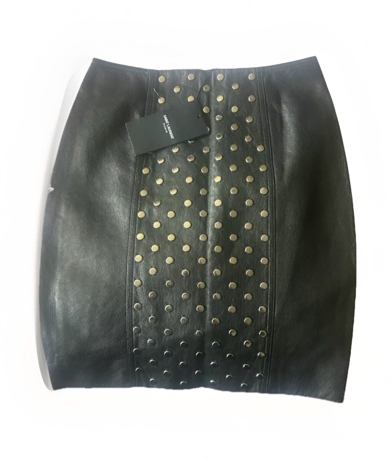 SAINT LAURENT minigonna in pelle con borchie colore nero taglia FR 34