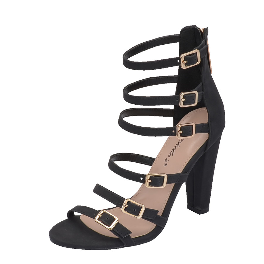 Womens Buckle Strappy Cage Gladiator Sandal Pump Open Toe