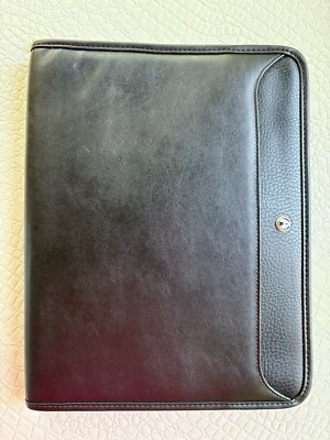 Avenues Portfolio Padfolio Notebook Cover Black Faux Leather Zip Around 11 X 14 