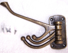TRIPLE HOOK Antique-BRASS Swivel Pivot COAT HOOK wall mount Hanger Hooks LARGE