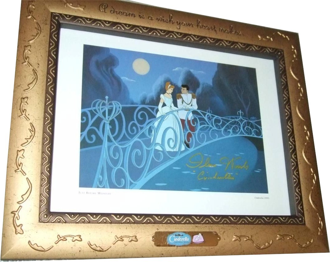 🔵 DELUXE FRAME hand signed REAL Cinderella 1950 Disney Voice