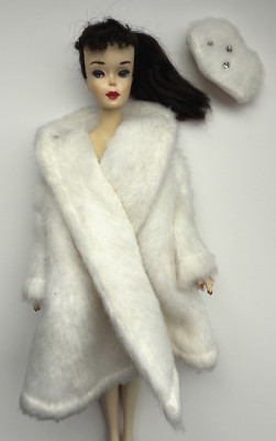 Vintage Barbie Petite Fashions by Debutante Faux Fur Coat and Hat, NO DOLL, Wow,