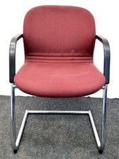 Freischwinger Wilkhahn, rote Polsterung, Chromgestell, schwarze, gebrauchte Büro