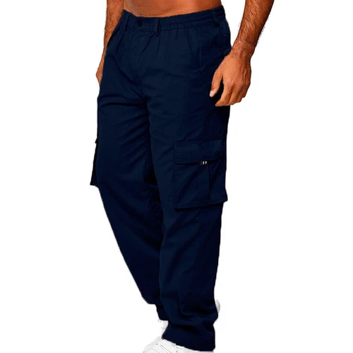 Mens Lightweight with Pockets Bottoms Men Leisure Elastic Waist Cargo Pants - Picture 24 of 47
