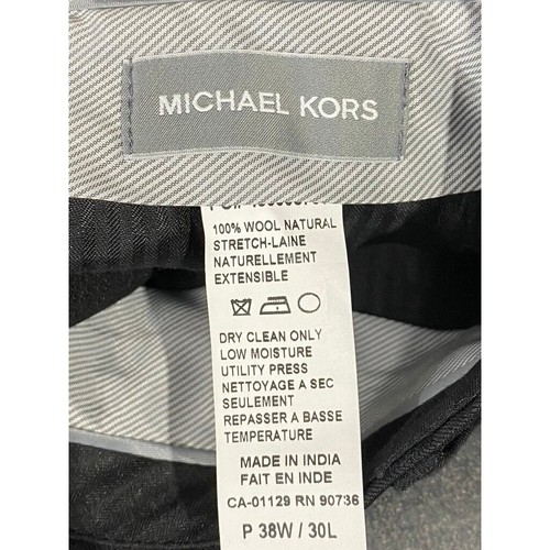MICHAEL KORS Men's Solid Black Stretch Wool Flat Front Dress Pants SZ 38x30 - Picture 10 of 10
