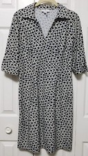 Jude Connally Womens Sz S Blue White Rings Pattern Collared V-Neck 1/2 Slv Dress